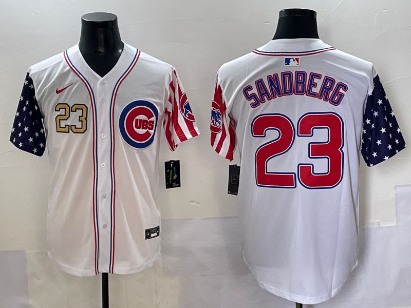 Men 2025 Chicago Cubs #23 Sandberg White a generation of national flags Joint Name Nike MLB Jersey style 4